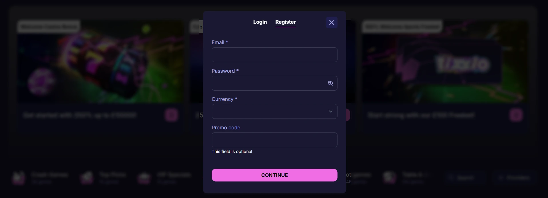 Rizzio Casino Registration